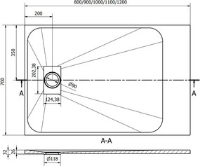 Mexen Hugo base para duche retangular SMC 90 x 70 cm, branco - 42107090