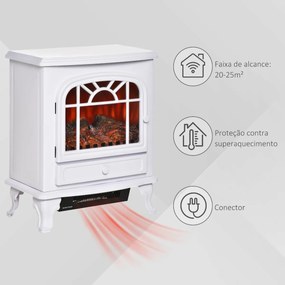 Lareira Elétrica Portátil 1000/2000W com Chama LED Brilho Regulável Termostato Ajustável e Proteção de Superaquecimento para Salas de até 25m² 51x28x6