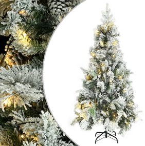 vidaXL Árvore de Natal pré-iluminada c/ flocos neve e pinhas PVC/PE