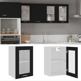 vidaXL Armário de parede c/ vidro “Lyon” 40x31x60 cm preto
