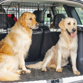 Grade de Segurança de Carro para Cães com Largura Ajustável Grade para Cães de Carro Dobrável 93-150x42 cm Preto