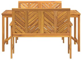 Conjunto de Jantar de Jardim 3 Peças Madeira Sólida Acácia