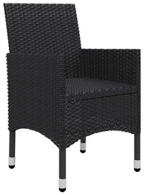 3 pcs conjunto de jantar para jardim preto