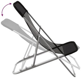 Cadeiras praia dobráveis 2pcs textilene/aço revestido pó preto