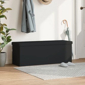 vidaXL Banco de arrumação dobrável PVC preto