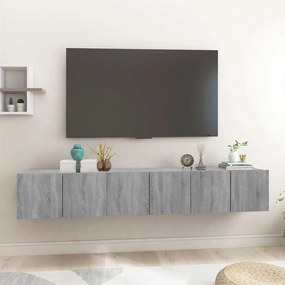 vidaXL Móveis TV suspensos 3 pcs madeira processada 60x30x30 cm cinza