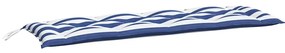 Almofadões p/ banco jardim 2 pcs 150x50x7 cm tecido azul/branco