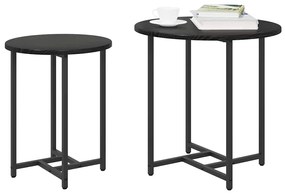 Conjunto de Mesas de Apoio 2 pcs em Madeira de Carvalho Preto e Metal