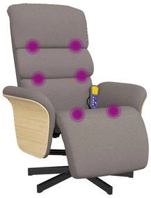 Cadeira massagens reclin. c/ apoio pés tecido cinza-acastanhado