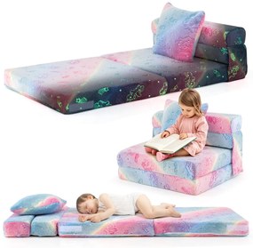Sofá infantil dobrável com almofada 4 em 1 sofá de brincar que brilha no escuro sofá-cama poltrona infantil multicolorida