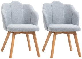 HOMCOM Cadeiras Sala de Jantar Estofada em Linho Sintético com Assento e Encosto Acolchoados Estilo Moderno 58x60x82 cm Azul Claro