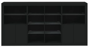 Aparador com luzes LED 202x37x100 cm preto