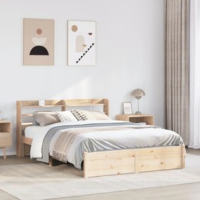 Estrutura de cama com cabeceira 160x200 cm pinho maciço