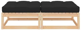 Apoio de pés p/ jardim c/ almofadões 2 pcs pinho maciço