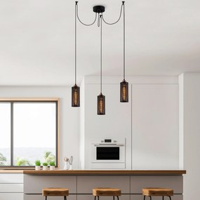 Chandelier Amasra – Preto e Bronze – 100 x 10 cm