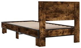 Estrutura de cama derivados de madeira e metal carvalho fumado