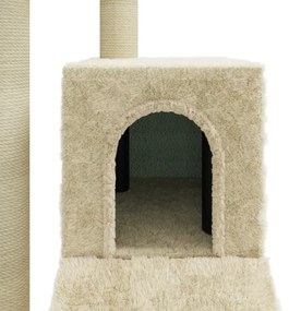 Árvore para gatos c/ postes arranhadores sisal 92 cm cor creme