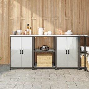 vidaXL Conjunto de Armazenamento de Cozinha com prateleira 3 pcs Prata