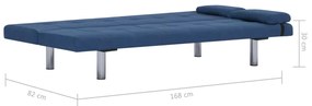 Sofá Cama Vivian - Cor Azul - Em Tecido, Estrutura em Madeira, Pernas