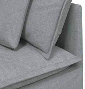 Sofá modular com pufes e almofadas tecido cinzento-claro