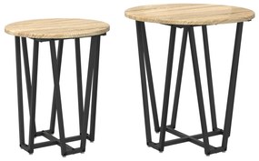 Mesa de Apoio vidaXL 2 pcs Madeira de Carvalho Sonoma e Metal