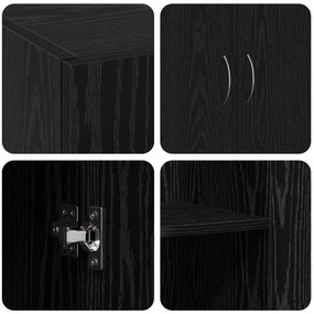 Gabinete de Escritório Carvalho Preto 60x32x77.5 cm Madeira Engenheira