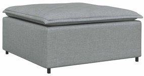 Sofá modular com pufes e almofadas cinzento-claro