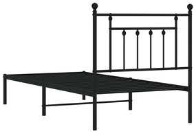 Estrutura de cama com cabeceira 90x190 cm metal preto