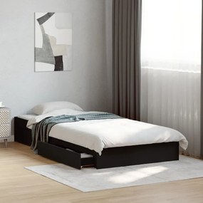vidaXL Estrutura de cama c/ gavetas 90x200 cm derivados madeira preto