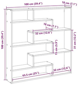 Estante parede cúbica 7 compartimentos derivados madeira branco
