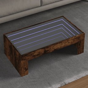 vidaXL Mesa de centro luzes LED Infinity 90x50x30 cm carvalho fumado