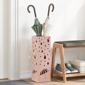 vidaXL Suporte para Guarda-Chuva Rosa Metal Médio Inserções Decorativas
