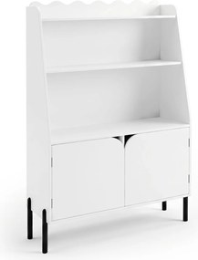 Estante de Arrumação Infantil, 80 x 30 x 121 cm, 3 Estantes Abertas e 2 Portas, Branco