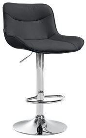 Banco alto em couro sintético com estrutura prateada 85-106 x 49 x 51 cm preto