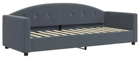 Sofá-cama com gavetão 80x200 cm veludo cinzento-escuro