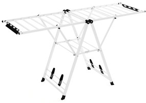 Pufe com armazenamento em tecido de linho, com bandeja e pernas de madeira de borracha - bege