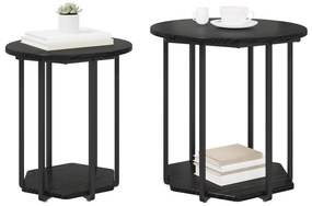 Conjunto de Mesas de Apoio 2 pcs Carvalho Preto em Madeira de Engenhar