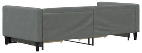 Sofá-cama c/ gavetão e gavetas 90x200 cm tecido cinzento-escuro