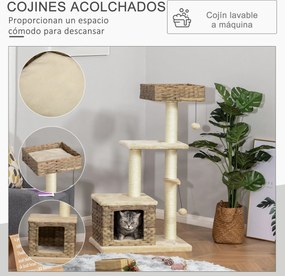 PawHut Árvore arranhador para gatos com plataformas, caverna, camas, b