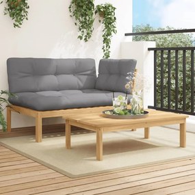 vidaXL 2 pcs móveis de paletes p/ jardim com almofadões acácia maciça