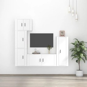vidaXL Conjunto móveis de TV 5 pcs madeira processada branco