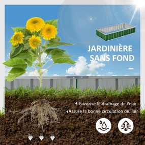 Floreira modular, montagem sem ferramentas, luvas incluídas 174 x 90 x 30 cm, aço galvanizado verde