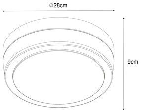 Candeeiro de Teto Moderno Preto 28 cm IP44 - Flavi Moderno