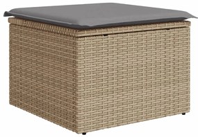 10 pcs conj. sofás jardim c/ almofadões vime PE bege misturado