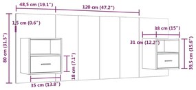 Cabeceira cama + armários madeira processada branco