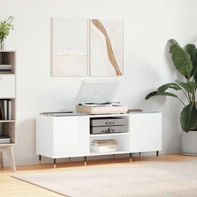 vidaXL Armário p/ discos 121x38x48 cm deriv. madeira branco brilhante