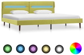 vidaXL Estrutura de cama com LED tecido 140x200 cm verde