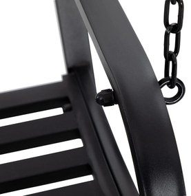 Outsunny Banco Baloiço de 2 Lugares Banco Suspenso de Aço com Apoio para os Braços Carga Máx. 240kg para Jardim Varanda Exterior 127x59,5x52cm Preto