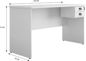 Secretária ECO – 150x60x74 cm – Bilaminado Cor Platino com 2 Gavetas e
