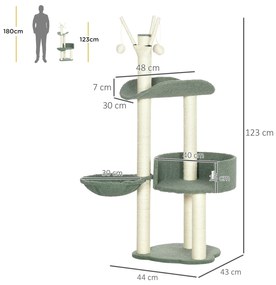 PawHut Árvore Arranhador para Gatos Torre para Gatos Altura 123cm com